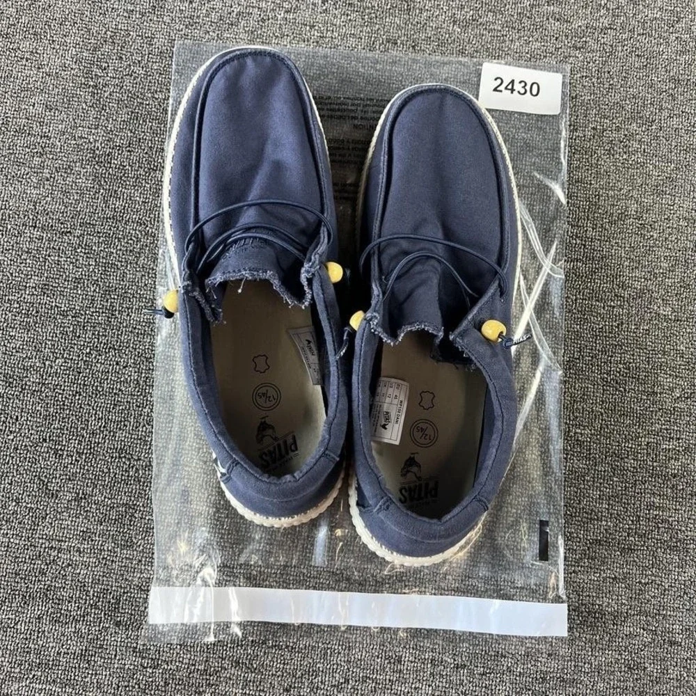 Pitas Shoes Mens 12 Dark Blue Canvas Slip On Loafers Casual WP150 DANI